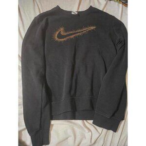 Nike Black Sweatshirt with Gold Swoosh Logo - Medium